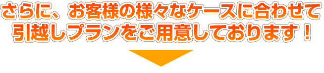 さらに、お客様の様々なケースに合わせて引越しプランをご用意しております！